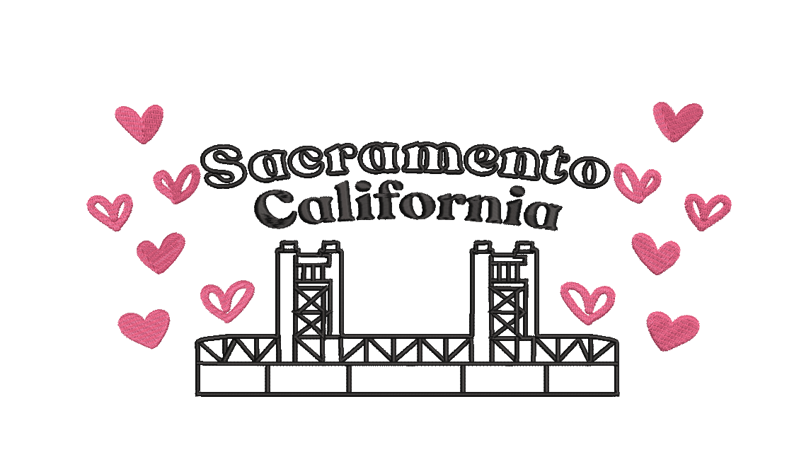 Sacramento California Custom Machine embroidery design