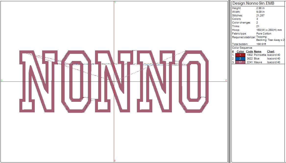 Nonno Applique Machine Embroidery Design, Mother's Day, Grandma, Digital Instant Download, 9in Includes a Repositionable hoop file