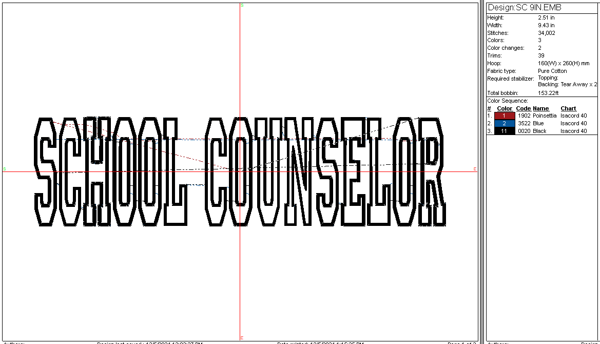 School Counselor Applique Machine Embroidery Designm Digital Instant Download, 9in Includes a Repositionable hoop file
