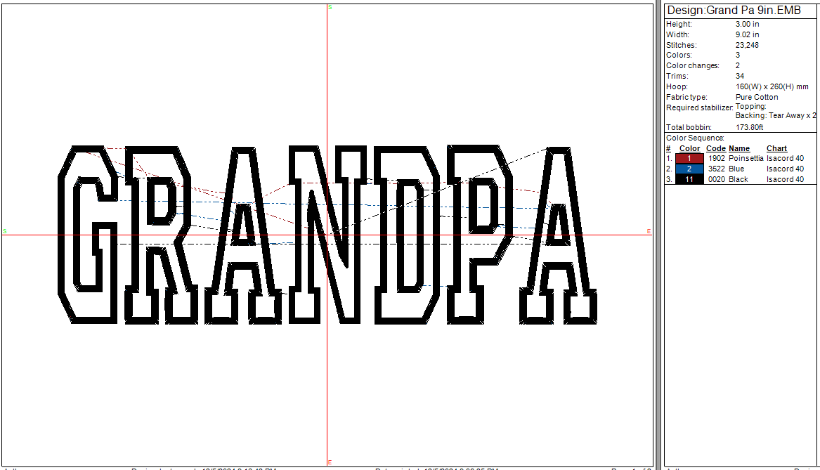 Grandpa Applique Machine Embroidery Design, Father's Day, Digital Instant Download, 9in Includes a Repositionable hoop file