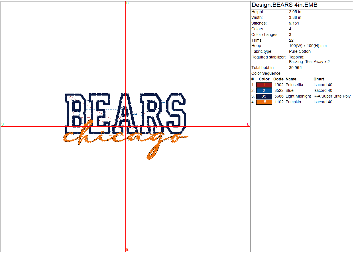 Chicago Bears Football Machine Embroidery design Digital File Instant Download