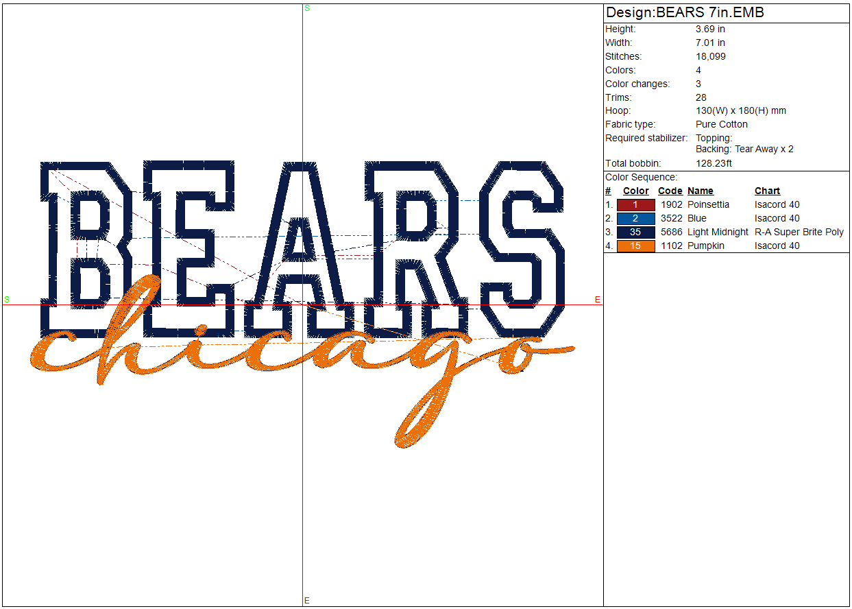 Chicago Bears Football Machine Embroidery design Digital File Instant Download
