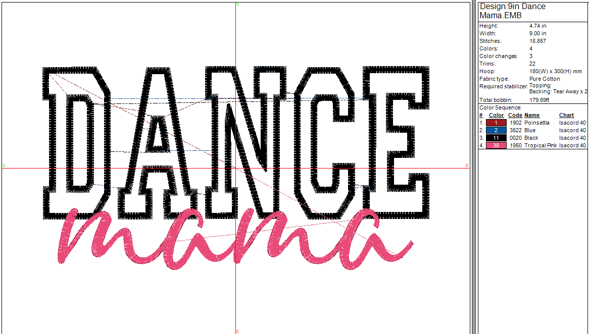 Dance Mama Applique Machine Embroidery Design, Dance Mom Instant Digital Download, 7in 9in, 9in Reposition hoop