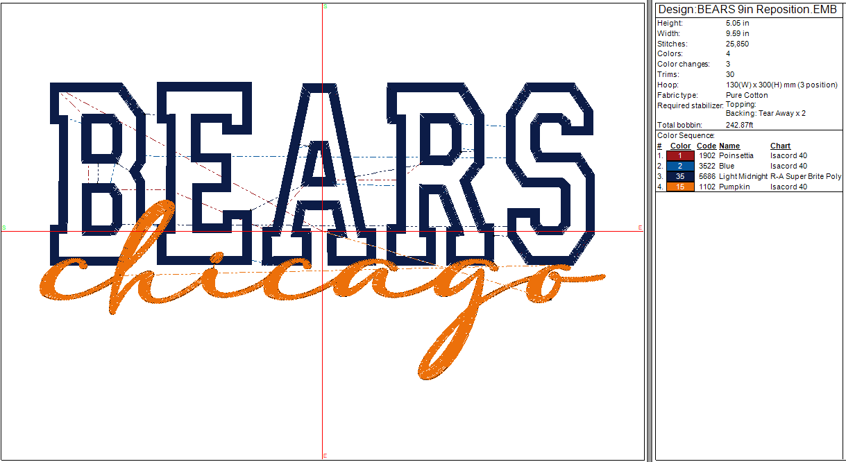 Chicago Bears Football Machine Embroidery design Digital File Instant Download