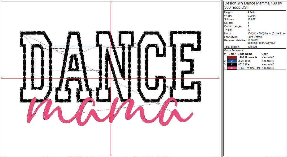 Dance Mama Applique Machine Embroidery Design, Dance Mom Instant Digital Download, 7in 9in, 9in Reposition hoop