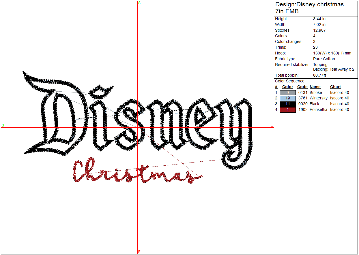 Christmas Applique Machine Embroidery file design, Disney Christmas Holiday Digital File Instant Download 7in and 9in