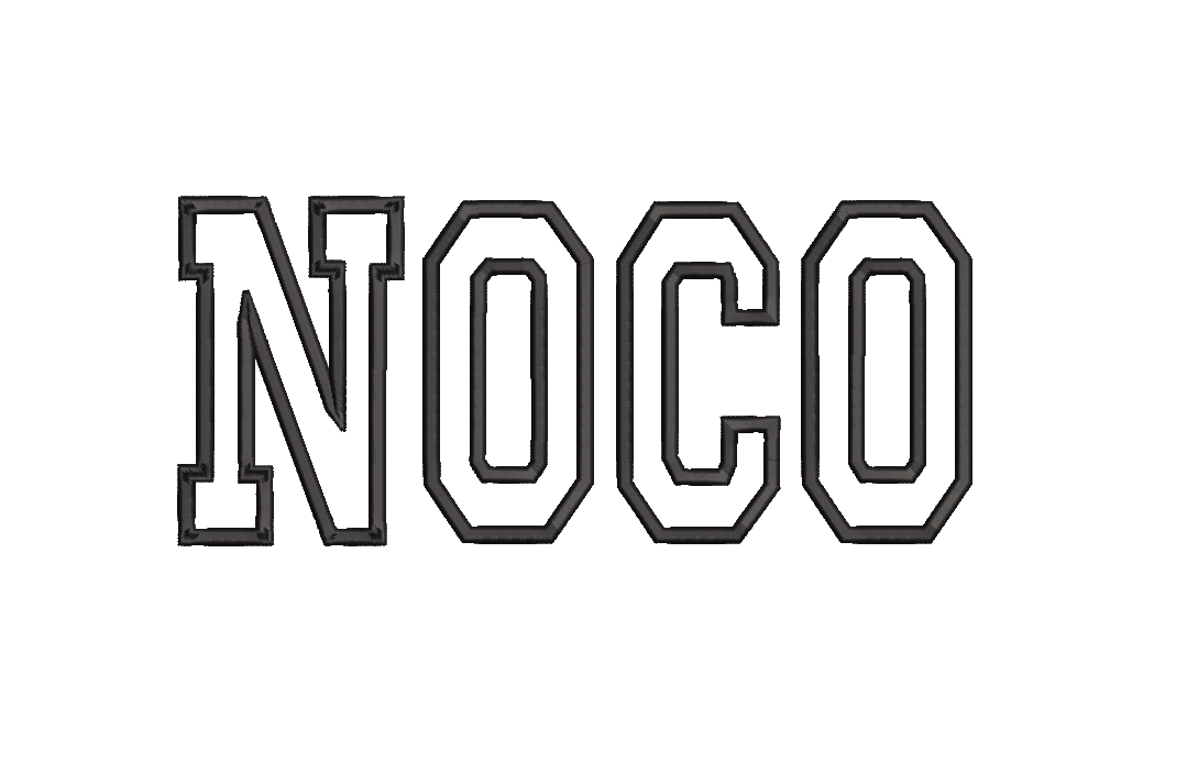 NOCO Applique Machine Embroidery Design, Digital Instant Download, 11x5 inch for 12x5 Repositionable hoop file