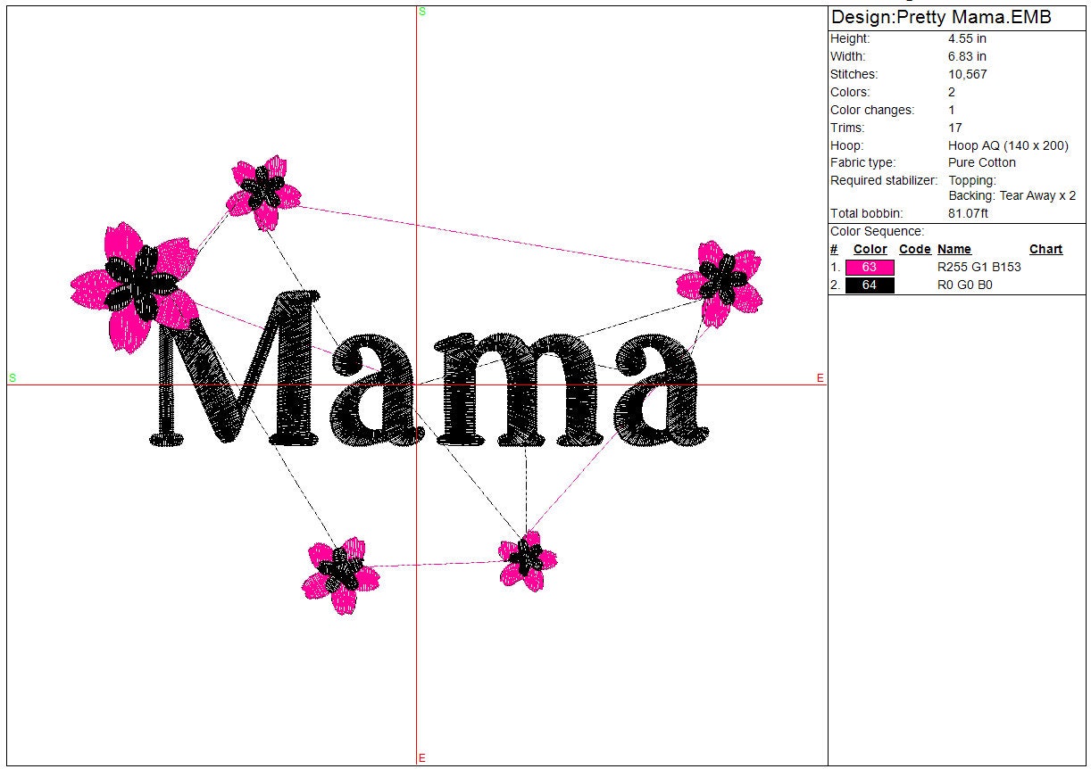 Mama machine embroidery Mother's Day file design, Digital File Instant Download