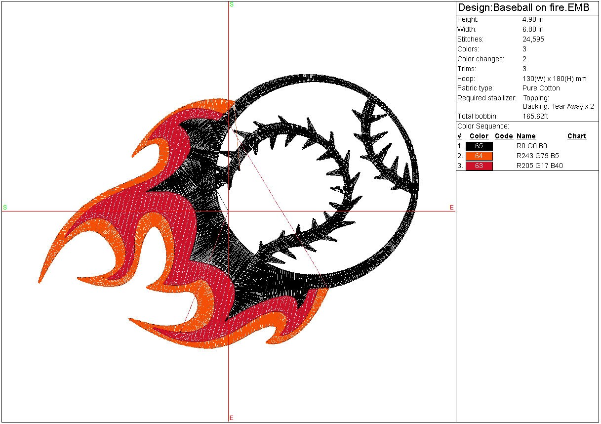 Baseball machine embroidery file design Sports Softball Digital File Instant Download 3 Sizes 3,5,7 inch