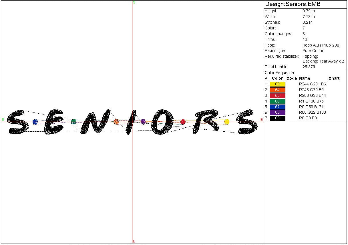 Senior machine embroidery file design Graduation Digital File Instant Download 3 sizes 7in 5in 3in