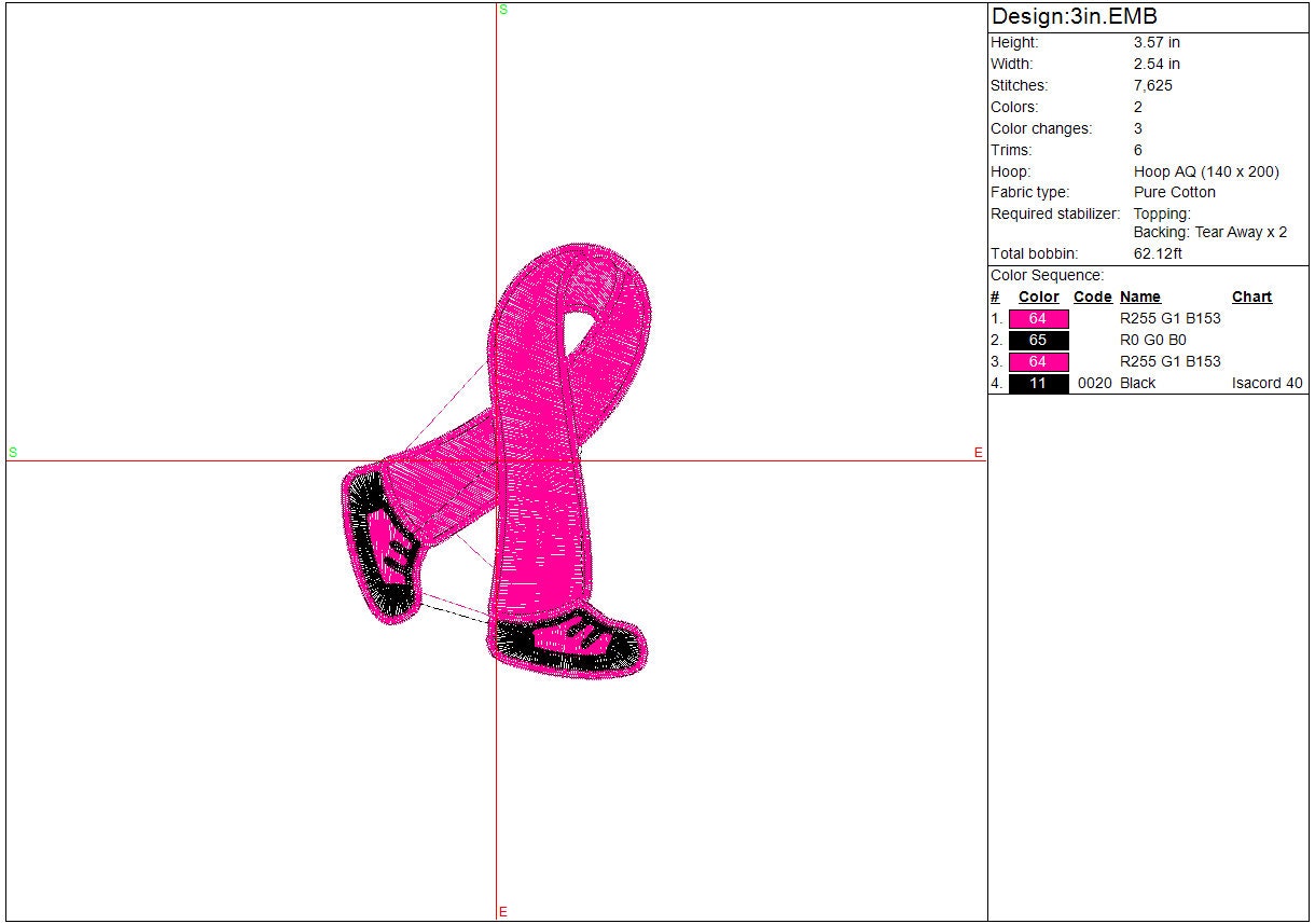 Breast Cancer Awareness Ribbon machine embroidery file Walk for Cure design Mental Health Ribbon Digital File Instant Download 4 sizes