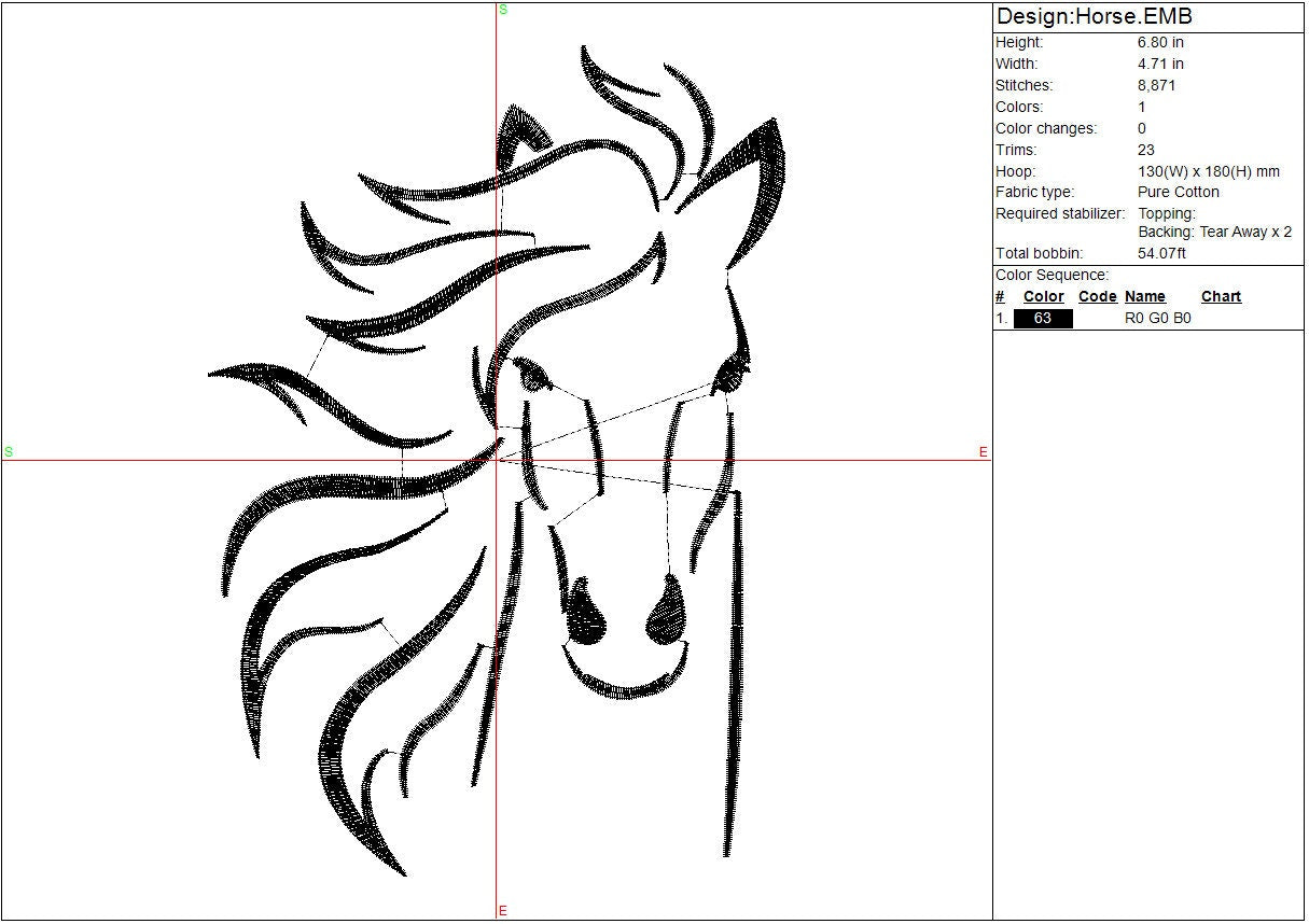 Horse Silhouette machine embroidery file design, Digital File Instant Download