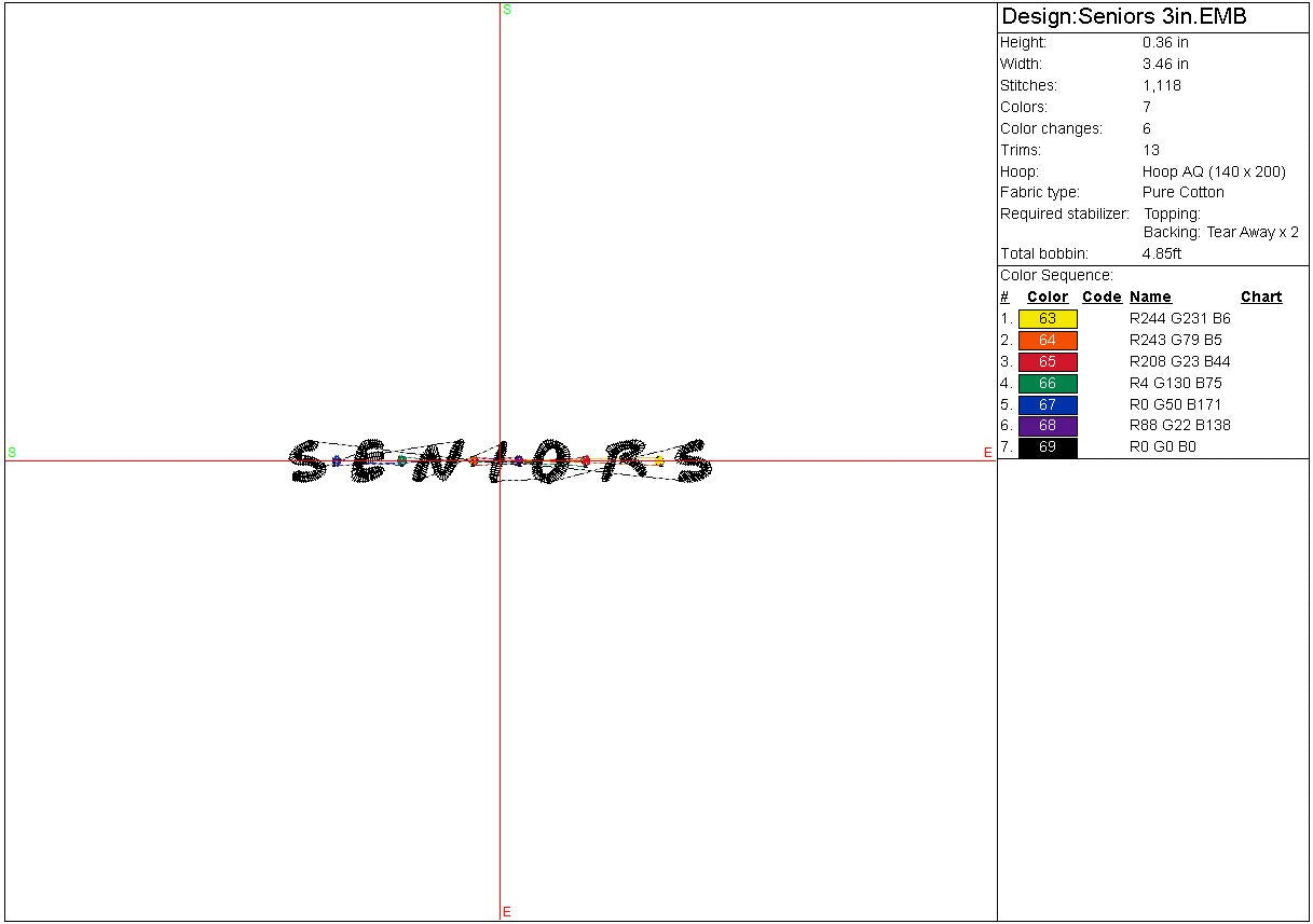Senior machine embroidery file design Graduation Digital File Instant Download 3 sizes 7in 5in 3in