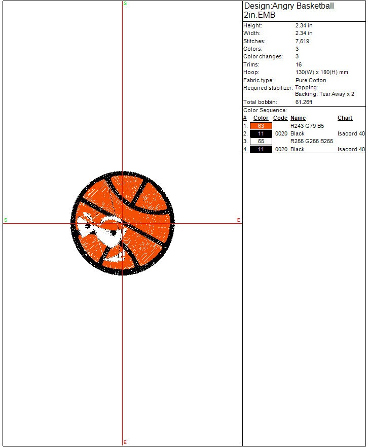 Basketball Ball machine embroidery file design Angry Balls Sports Digital File Instant Download 3 sizes