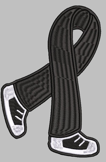 Melanoma Cancer Awareness Ribbon machine embroidery file, Walk for Cure, May Cancer Awareness design Digital File Instant Download 4 sizes