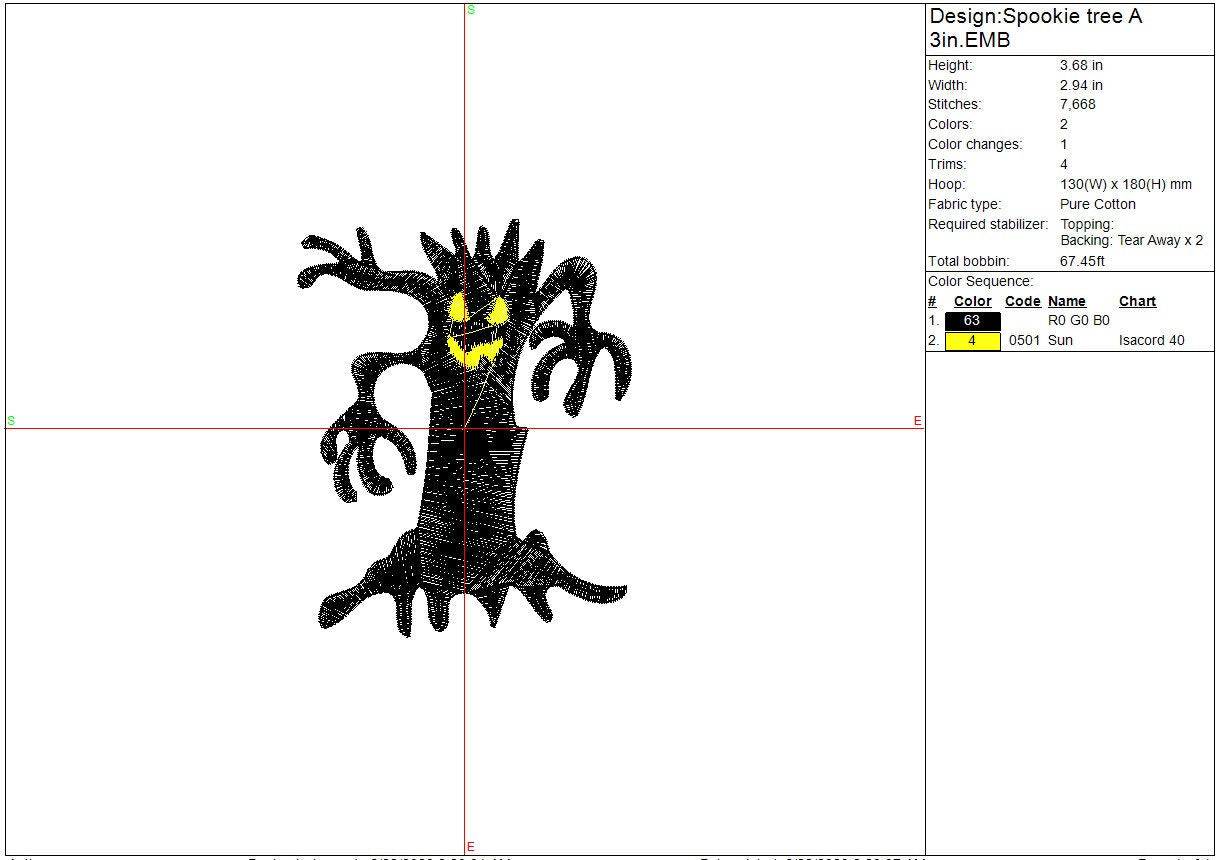 Creepy Halloween, Tree machine embroidery file design, Digital File Instant Download 3 sizes