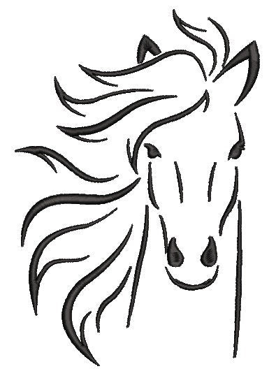 Horse Silhouette machine embroidery file design, Digital File Instant Download