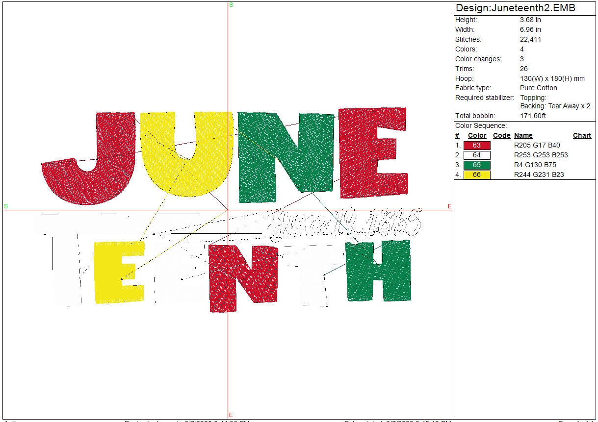Juneteenth Machine embroidery design file Black History Digital File Instant Download 6in