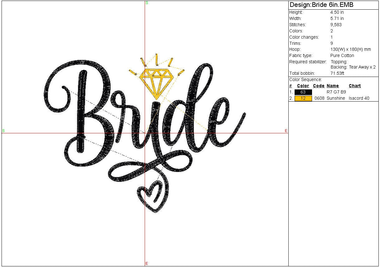 Bride machine embroidery file Bridal Shower digital design Wedding Embroidery File, Instant Download
