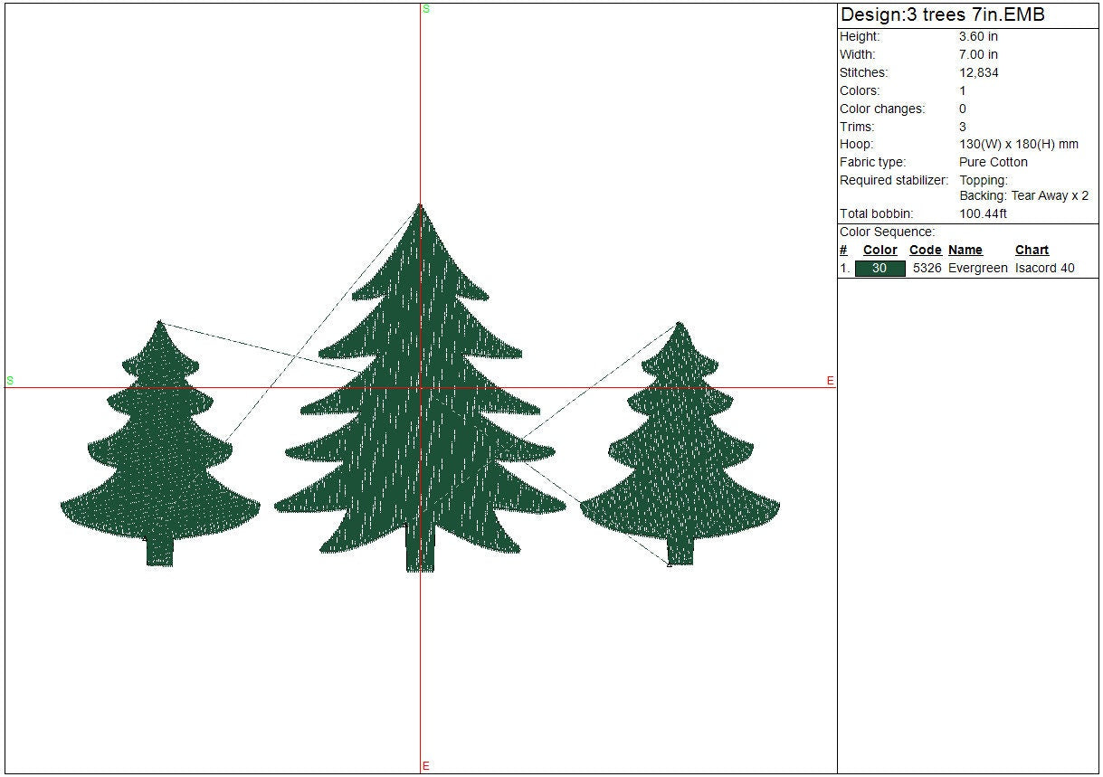 Christmas Furs Trees machine embroidery file design, Digital File Instant Download 3 sizes