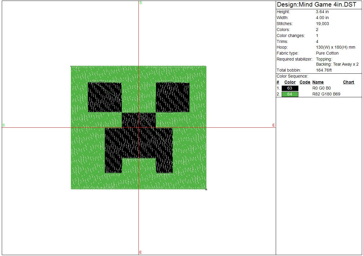 Gamer machine embroidery file design, Mine Game, creeper Digital File, craft Instant Download 6 sizes