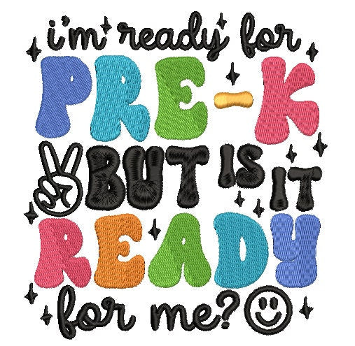 Back to School Pre-K machine embroidery file design, 1st day of school Digital File Instant Download