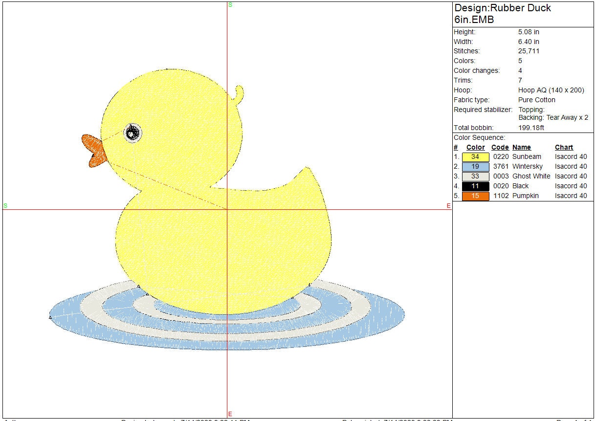 Rubber Duck machine embroidery file design, Yellow Duck Digital File, Instant Download 3 Sizes