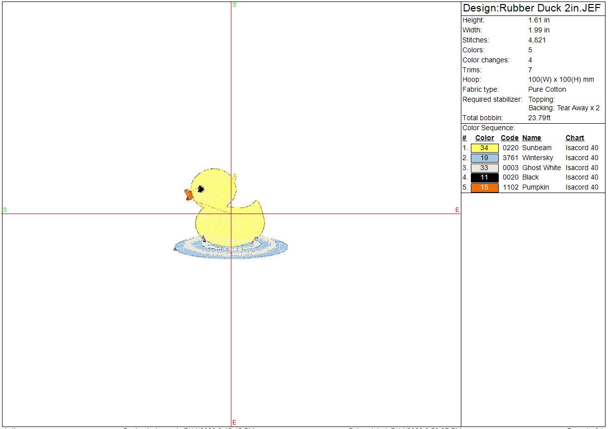 Rubber Duck machine embroidery file design, Yellow Duck Digital File, Instant Download 3 Sizes