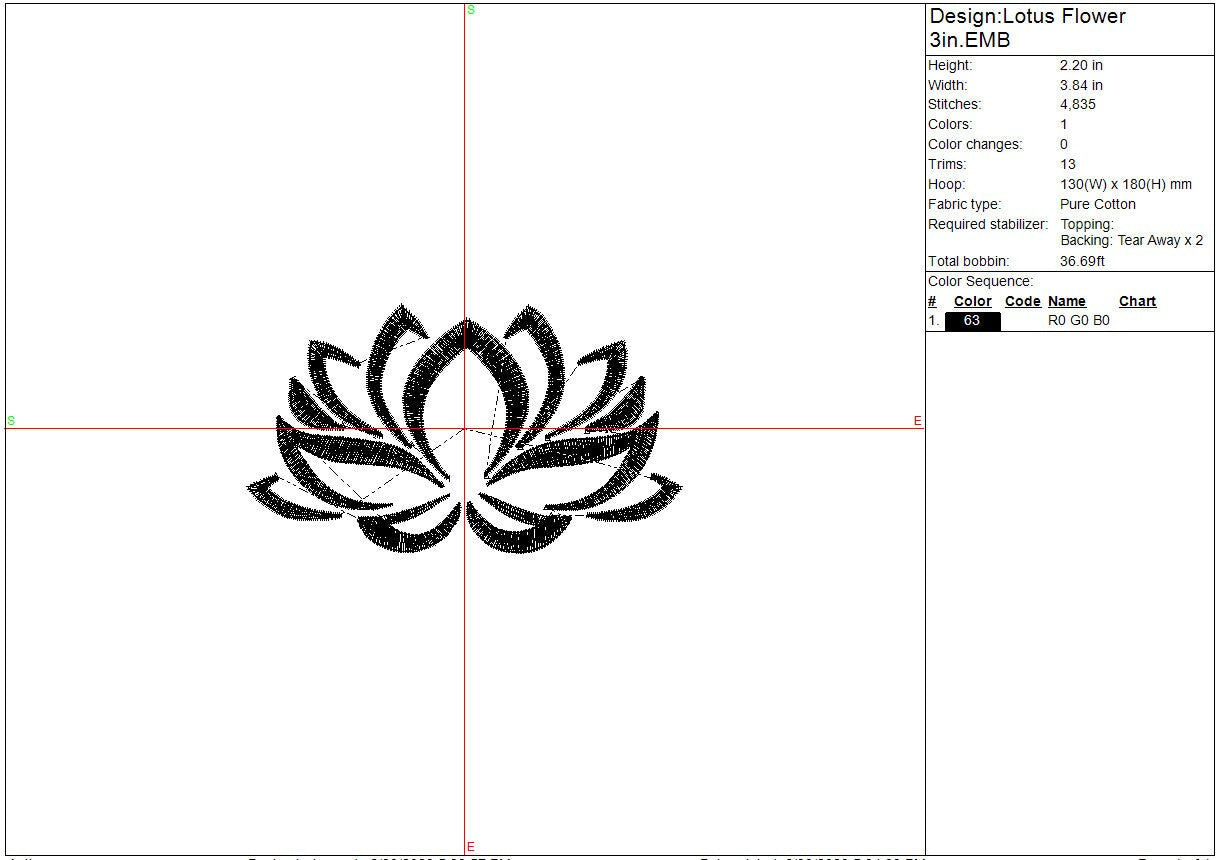 Lotus Flower machine embroidery file design, Digital File Instant Download 6 sizes