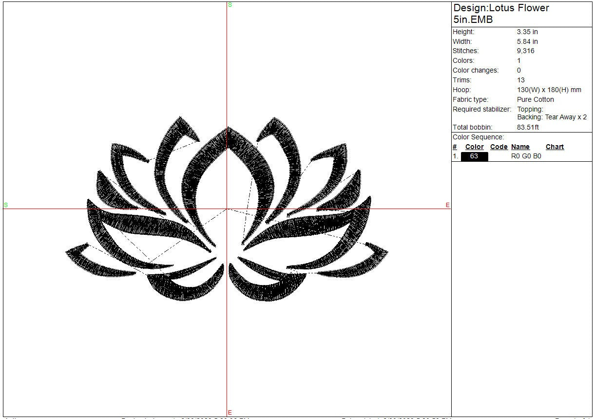Lotus Flower machine embroidery file design, Digital File Instant Download 6 sizes