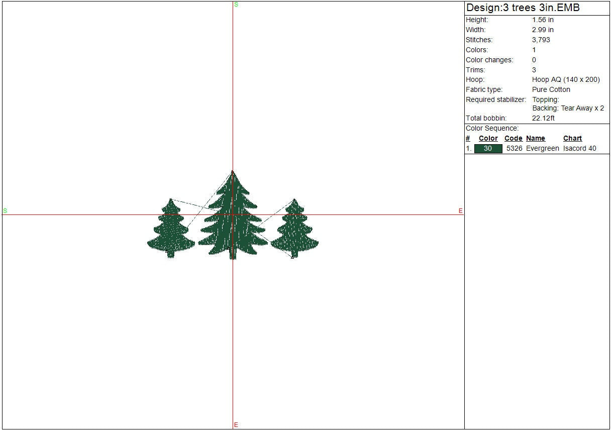 Christmas Furs Trees machine embroidery file design, Digital File Instant Download 3 sizes