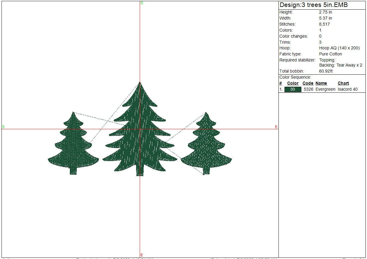 Christmas Furs Trees machine embroidery file design, Digital File Instant Download 3 sizes
