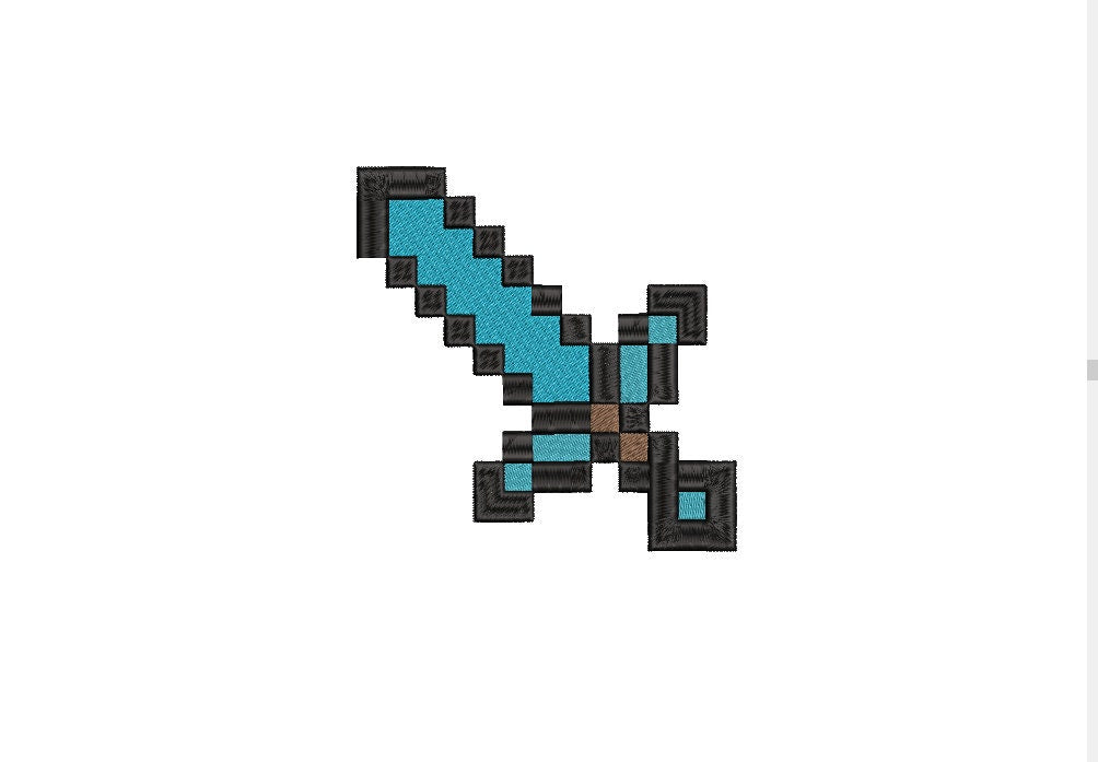 Gamer Sword machine embroidery file design Mine Game Digital File Instant Download 2 sizes