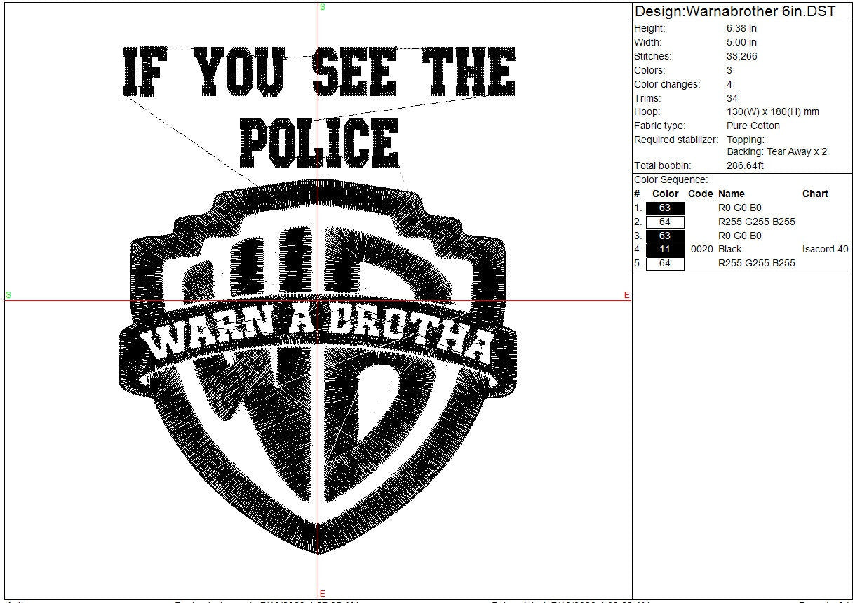 Police Badge machine embroidery file design Digital File Instant Download 6in