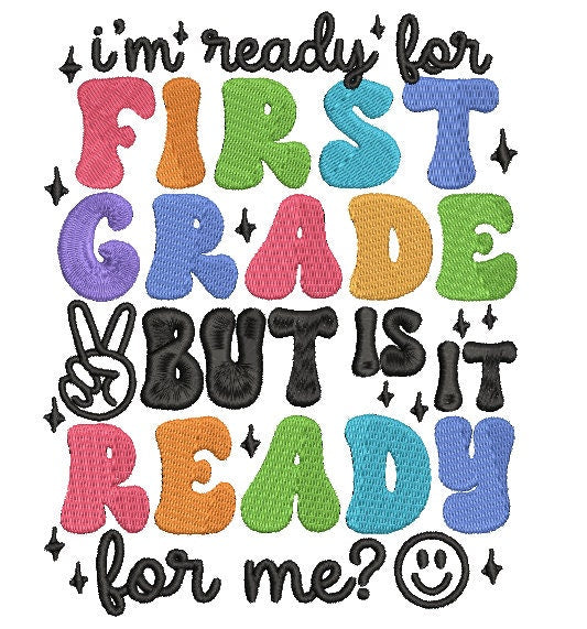 Back to School 1st Grade machine embroidery file design, 1st day of school Digital File Instant Download