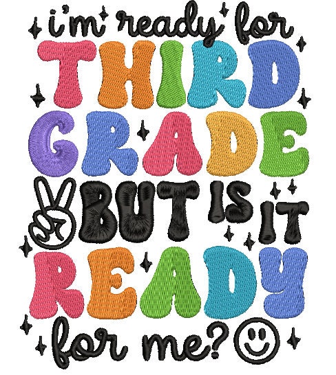 Back to School 3rd Grade machine embroidery file design, 1st day of school Digital File Instant Download