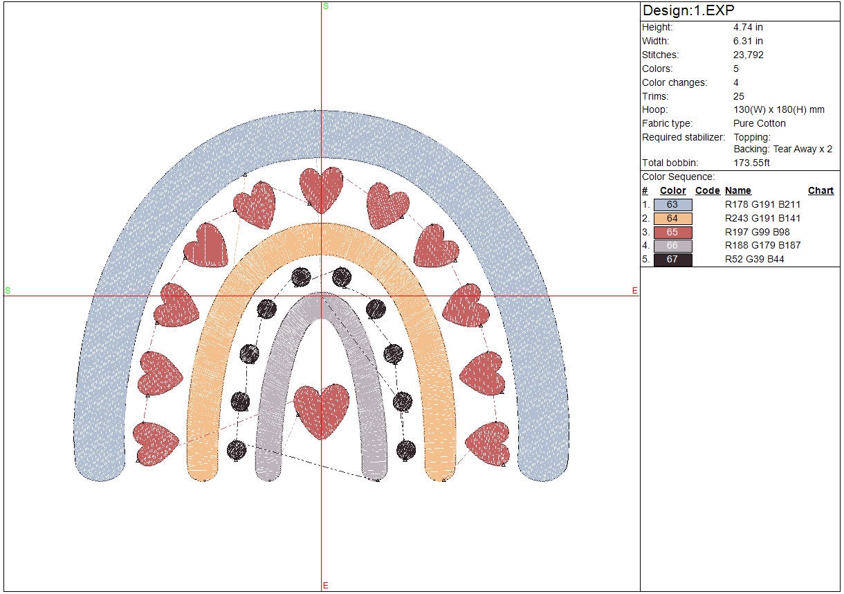 Hobo Rainbow machine embroidery file design, Digital File Instant Download 3 sizes