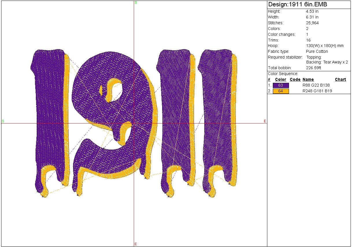 1911 machine embroidery, Omega Psi Phi Fraternity file design, Greek Digital File Instant Download