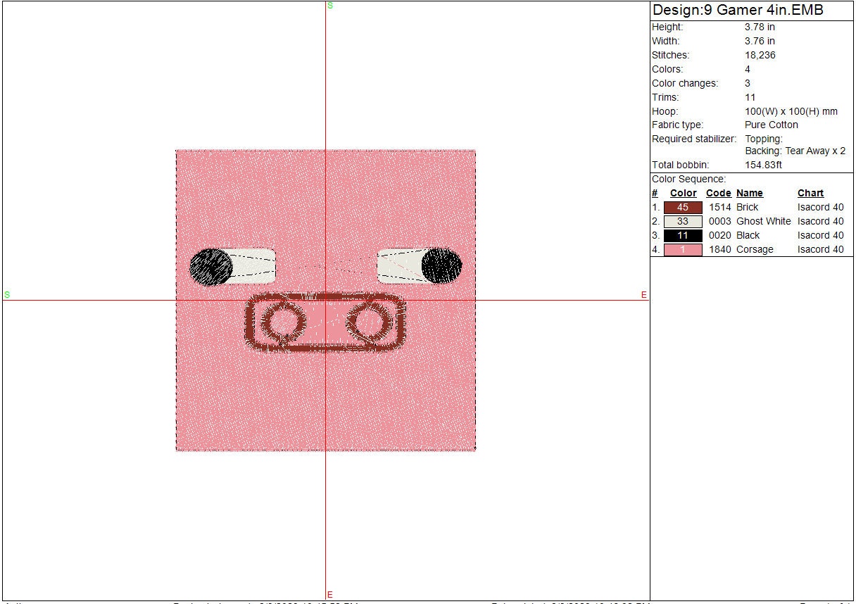 Gamer machine embroidery design mine block head game Digital File Instant Download