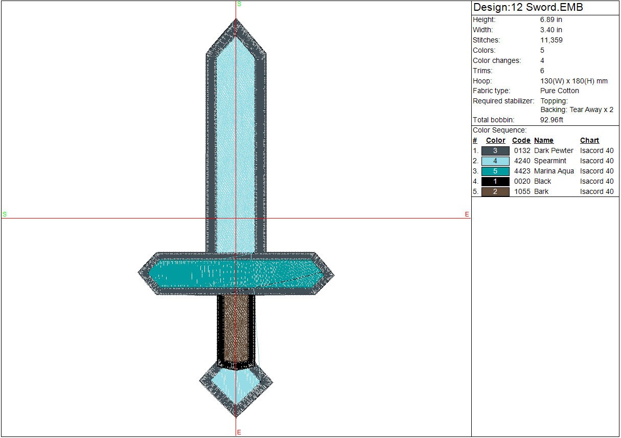 Gamer Sword 2 machine embroidery file design mine block game Digital File Instant Download