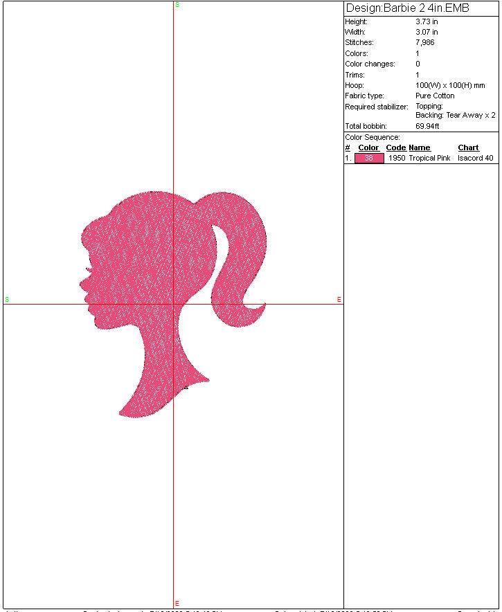 Bundle Barbie Doll machine embroidery design, Girls Barbie Doll, Digital File Instant Download, Each design 3 sizes. 4in, 6in, 8in