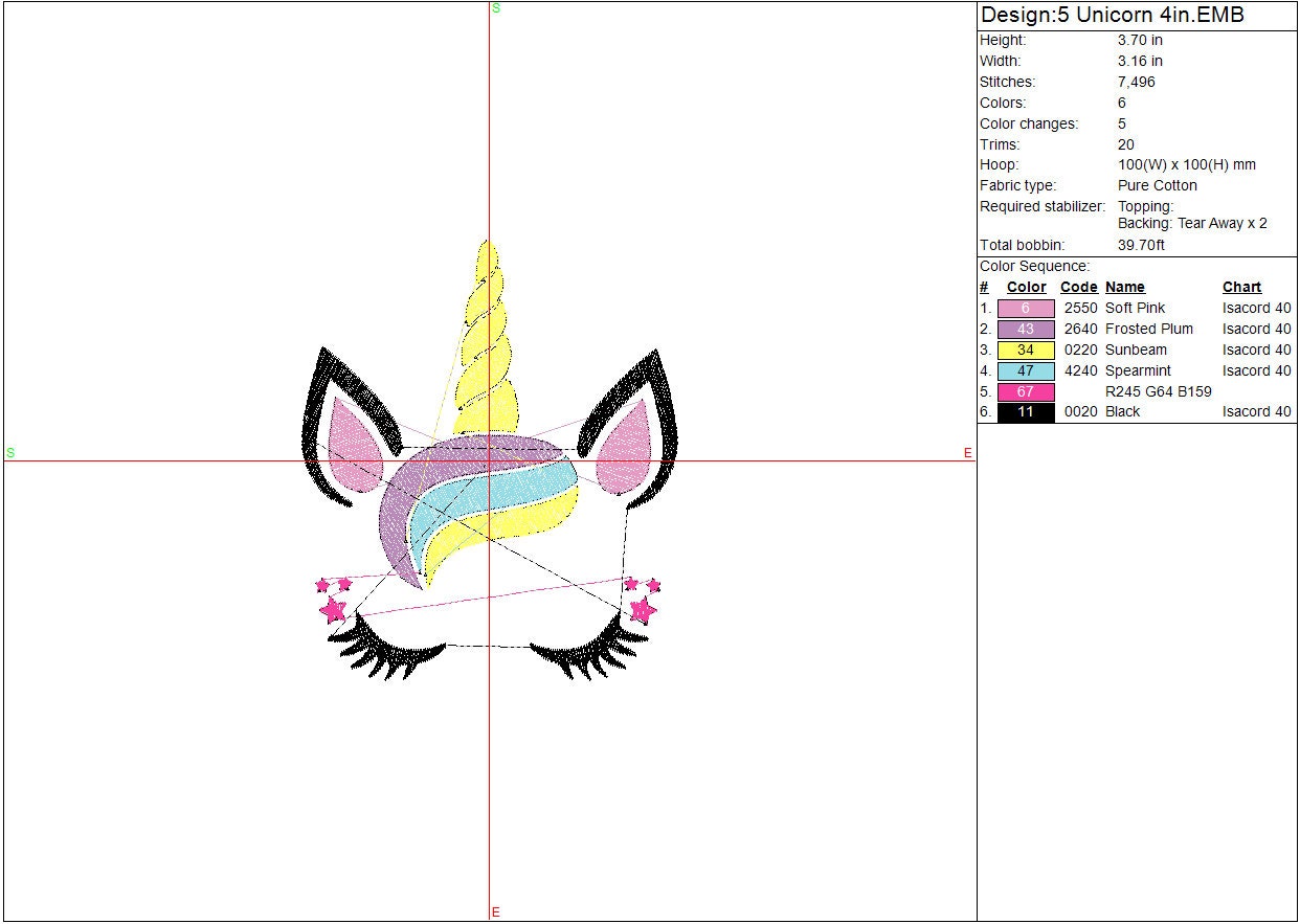 Unicorn machine embroidery design, Cute Girls digital unicorn File Instant Download