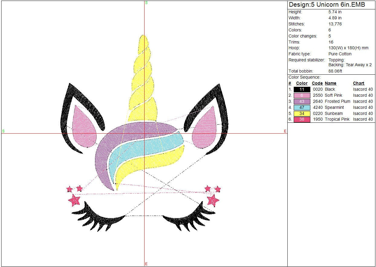 Unicorn machine embroidery design, Cute Girls digital unicorn File Instant Download