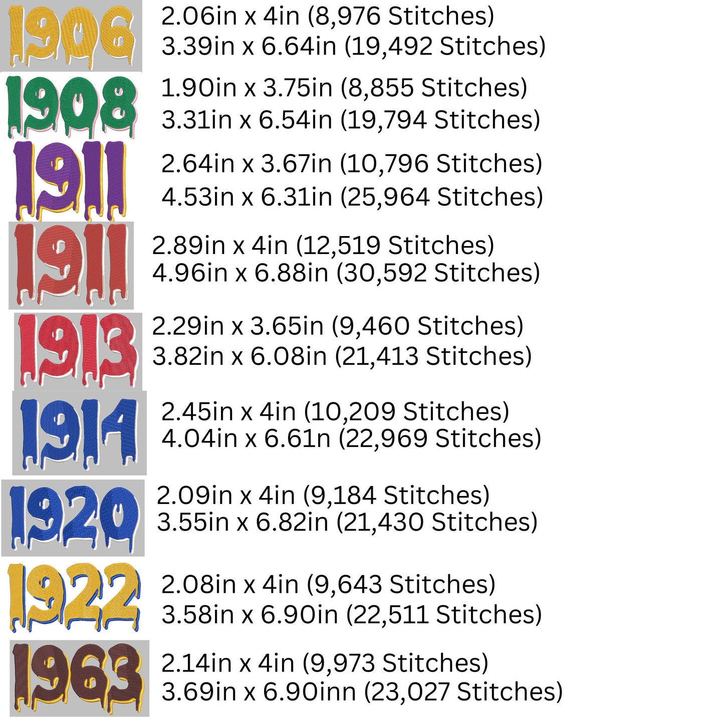 Greek Dates Bundle machine embroidery designs, Fraternity, and Sorority Digital File Instant Download each design has 4in and 6in files