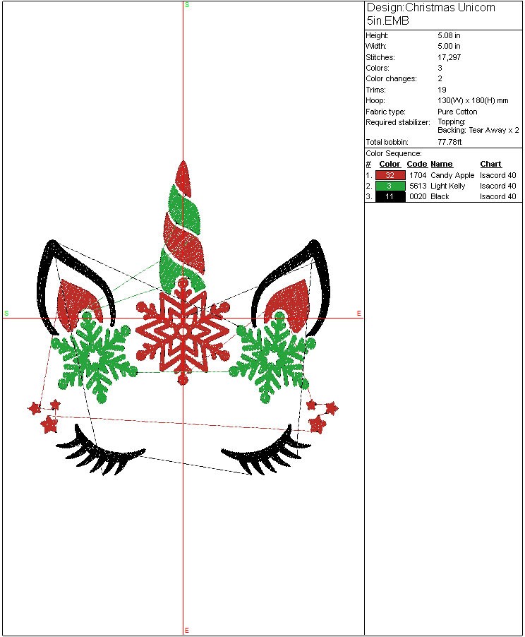 Christmas Unicorn machine embroidery Holiday design, Girls digital unicorn File Instant Download, 2 sizes to fit 4x4 and 5x7 hoops