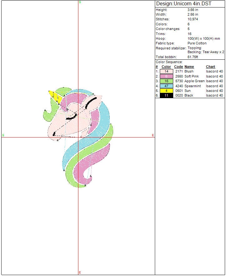 Unicorn machine embroidery design, Girls digital unicorn File Instant Download, 2 sizes to fit 4x4 and 5x7 hoops