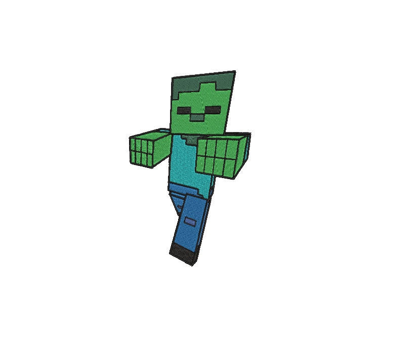 Gamer Zombie machine embroidery file design Mine Game Digital File Instant Download