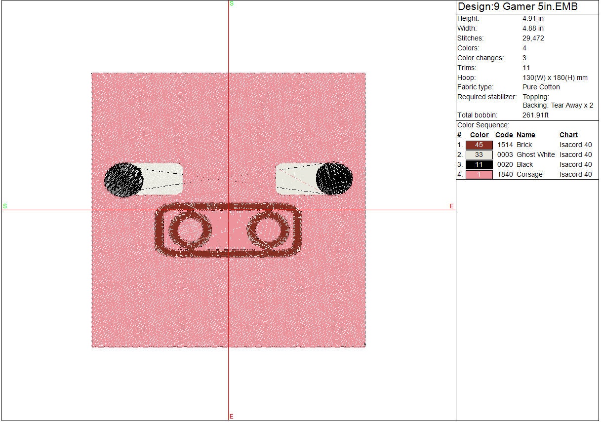 Gamer machine embroidery design mine block head game Digital File Instant Download