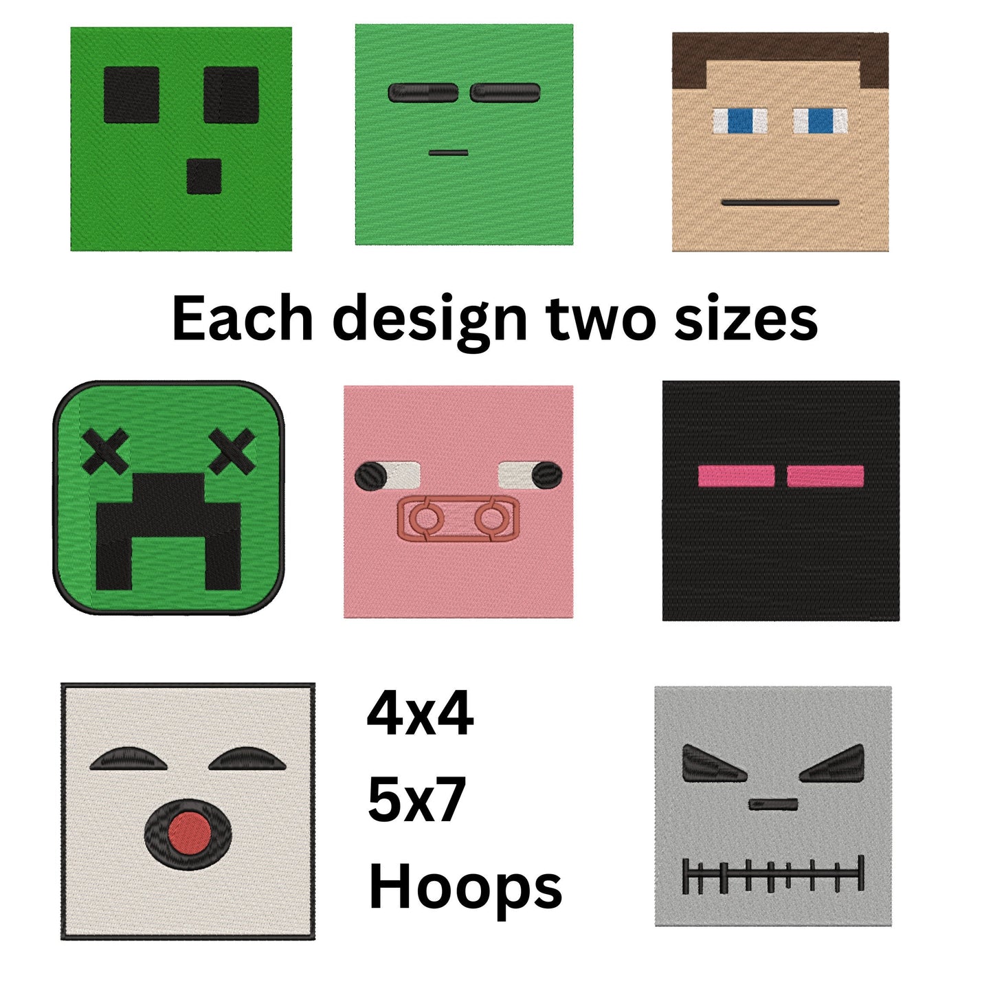 Gamer Bundle machine embroidery designs, 8 mine game block Digital Files, Instant Download 4in and 5in sizes each 4x4 & 5x7 hoops