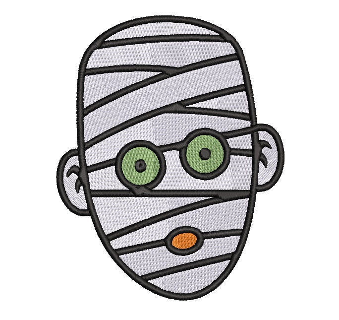 Creepy Halloween, Mummy machine embroidery file design, Scary mummy head Digital File Instant Download